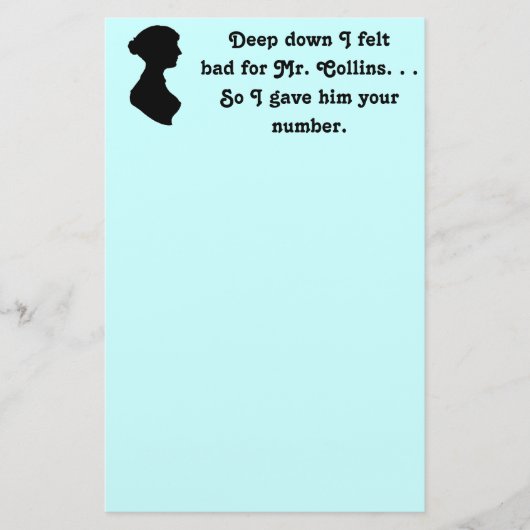 コリ感じンズ・ジェーン・オースティンさんおもしろいには悪い 便箋 (正面)