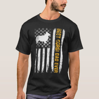コリ最高のグドッグパパエバーアメリカン国旗 Tシャツ