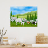 コリ縁どーと羊の群れプリント ポスター (キッチン)