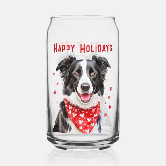 コリ縁どーと赤いハートバンダナクリスマス ガラス缶 (正面)