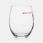 コリ縁どーと赤いハートバンダナクリスマス ステムなしワイングラス (右)