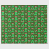 コリ縁どークリスマス犬とグリーンボウグリーン ラッピングペーパー (フラット)