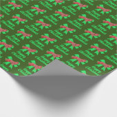 コリ縁どークリスマス犬とグリーンボウグリーン ラッピングペーパー (角)