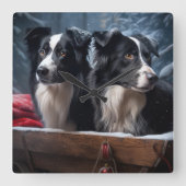 コリ縁どースノイそりクリスマスデコール スクエア壁時計 (正面)