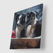 コリ縁どースノイそりクリスマスデコール スクエア壁時計 (傾斜)