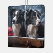 コリ縁どースノイそりクリスマスデコール セラミックオーナメント (左)