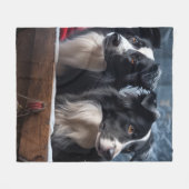 コリ縁どースノイそりクリスマスデコール フリースブランケット (正面(横))