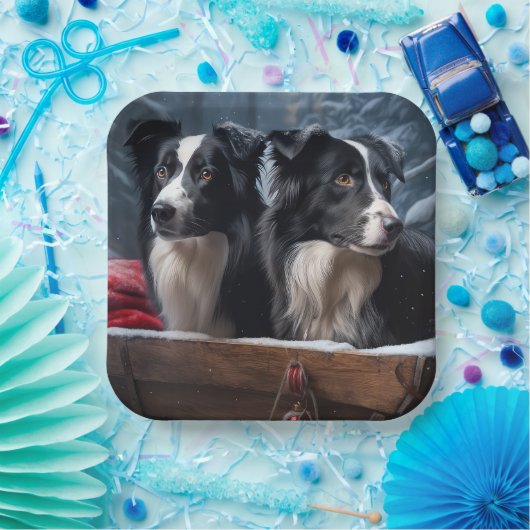 コリ縁どースノイそりクリスマスデコール ペーパープレート (パーティー)