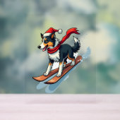 コリ縁どースノーボーダー犬 アクリルサイン (ニュートラル)