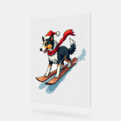 コリ縁どースノーボーダー犬 アクリルサイン (傾斜)