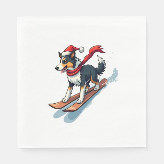 コリ縁どースノーボーダー犬 スタンダードランチョンナプキン (正面)