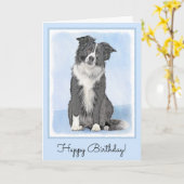 コリ縁どーズ-かわいいオリジナルの犬のアート カード (黄色い花)