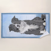 コリ縁どーズ-かわいいオリジナルの犬のアート ビーチタオル (正面)