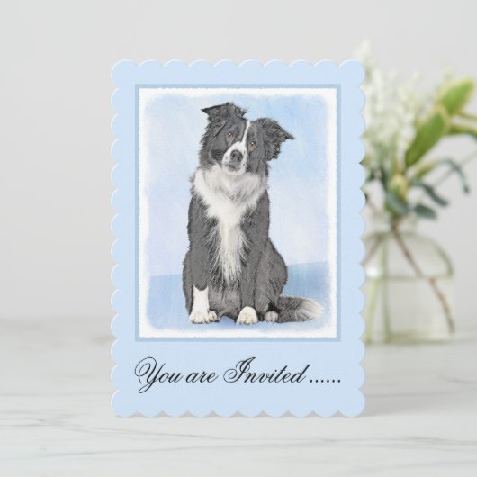 コリ縁どーズ-かわいいオリジナルの犬のアート 招待状 (スタンド正面)