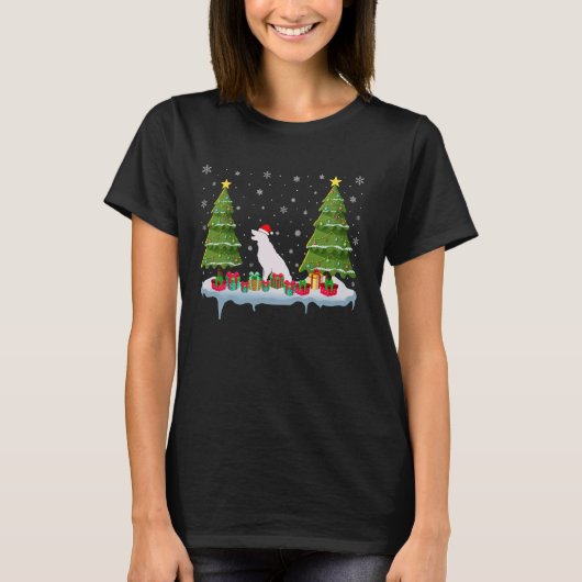 コリ縁どードグクリスマスツリー照明醜いクリスマ Tシャツ (正面)