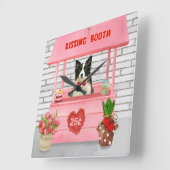 コリ縁どードグバレンタインデーキスをするス スクエア壁時計 (傾斜)