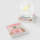 コリ縁どードグバレンタインデーキスをするス ストーンコースター (横)