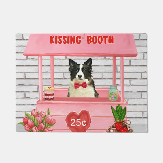 コリ縁どードグバレンタインデーキスをするス ドアマット (正面)