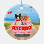 コリ縁どードグバレンタインデートラックハート セラミックオーナメント (裏面)