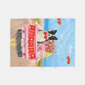 コリ縁どードグバレンタインデートラックハート フリースブランケット (正面(横))