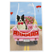 コリ縁どードグバレンタインデートラックハート ミディアムペーパーバッグ (正面)