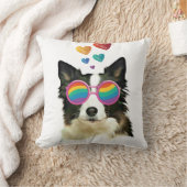 コリ縁どードッグとハートバレンタインデー クッション (ブランケット)