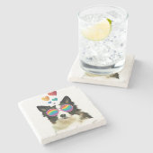 コリ縁どードッグとハートバレンタインデー ストーンコースター (横)