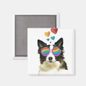 コリ縁どードッグとハートバレンタインデー マグネット (正面/裏面)