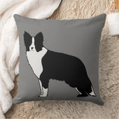 コリ縁どードッグ抽象芸術イラストレーショングレー クッション (ブランケット)