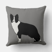 コリ縁どードッグ抽象芸術イラストレーショングレー クッション (裏面)