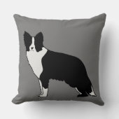 コリ縁どードッグ抽象芸術イラストレーショングレー クッション (正面)