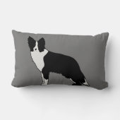 コリ縁どードッグ抽象芸術イラストレーショングレー ランバークッション (裏面)