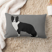 コリ縁どードッグ抽象芸術イラストレーショングレー ランバークッション (ブランケット)