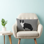 コリ縁どードッグ抽象芸術イラストレーショングレー ランバークッション (椅子)