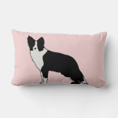 コリ縁どードッグ抽象芸術イラストレーションピンク ランバークッション (裏面)