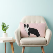 コリ縁どードッグ抽象芸術イラストレーションピンク ランバークッション (椅子)