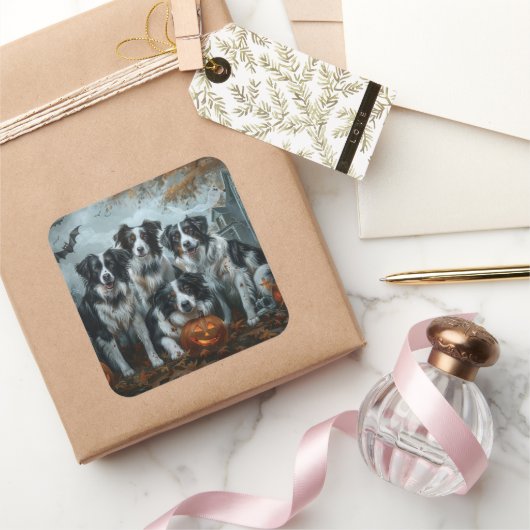 コリ縁どーハロウィーンナイトドギーディライト スクエアシール (ギフト)