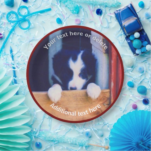 コリ縁どーパピードッグアートパーソナライズされたパーティー ペーパープレート (パーティー)