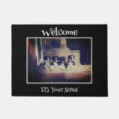 コリ縁どーパピーリッター油彩画ウェルカム ドアマット (正面)