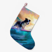 コリ縁どービーチサーフィン絵画ズ スモールクリスマスストッキング (正面 (吊り時))