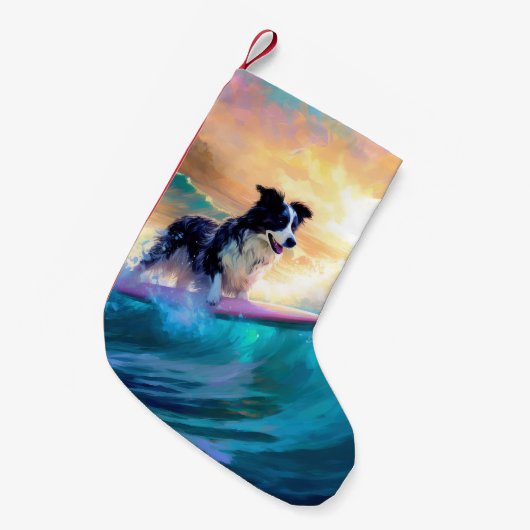 コリ縁どービーチサーフィン絵画ズ スモールクリスマスストッキング (正面 (吊り時))