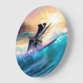 コリ縁どービーチサーフィン絵画ズ ラージ壁時計 (傾斜)