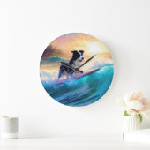 コリ縁どービーチサーフィン絵画ズ ラージ壁時計 (ホーム)