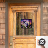 コリ縁どーペットドッグフェイクステンドグラス ウィンドウサイン (ホームデコレーション)