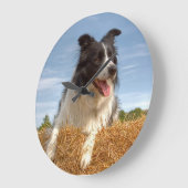 コリ縁どーワーキング犬 ラージ壁時計 (傾斜)