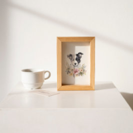 コリ縁どー子犬ペットウォーター色の花 ポスター