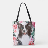 コリ縁どー水色犬顔バラ トートバッグ (裏面)