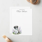 コリ縁どー犬の水の色の子犬パーソナライズされた ノートカード (正面/裏面インサイチュ)