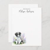 コリ縁どー犬の水の色の子犬パーソナライズされた ノートカード (正面/裏面)