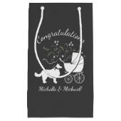 コリ縁どー犬赤ちゃんシャワーパピーグレー スモールペーパーバッグ (正面)